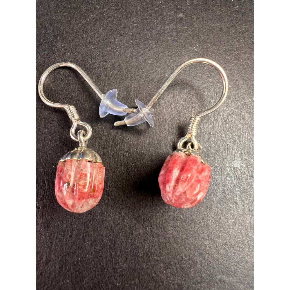 New Norwegian Thulite Sterling Silver Earrings